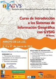 Cartel Curso introducción a los Sistemas de Información Geográfica con Gvsig